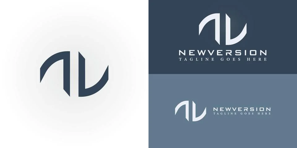 Abstract initial letter NV or VN logo in white color Stock Illustration