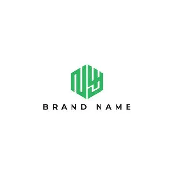 Abstract initial letter NY or YN logo in hexagon shape green color Stock Illustration