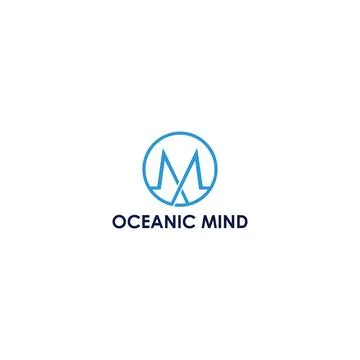 Abstract initial letter O and M logo in blue color isolated in white background Stock Illustration