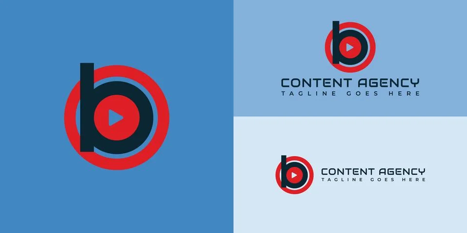 Abstract initial letter OB or BO logo in red and blue color Stock Illustration