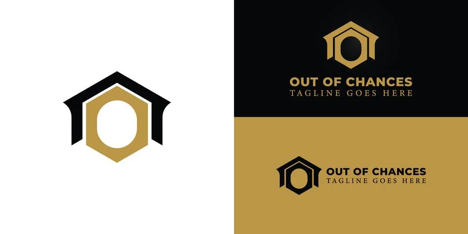 Abstract initial letter OC or CO logo in black and gold color Stock Illustration