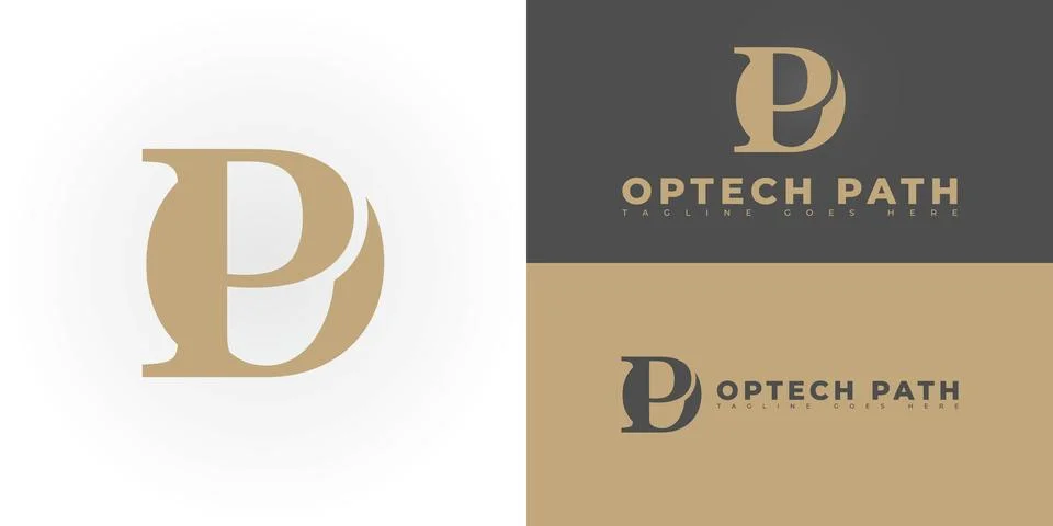 Abstract initial letter OP or PO in gold color Stock Illustration
