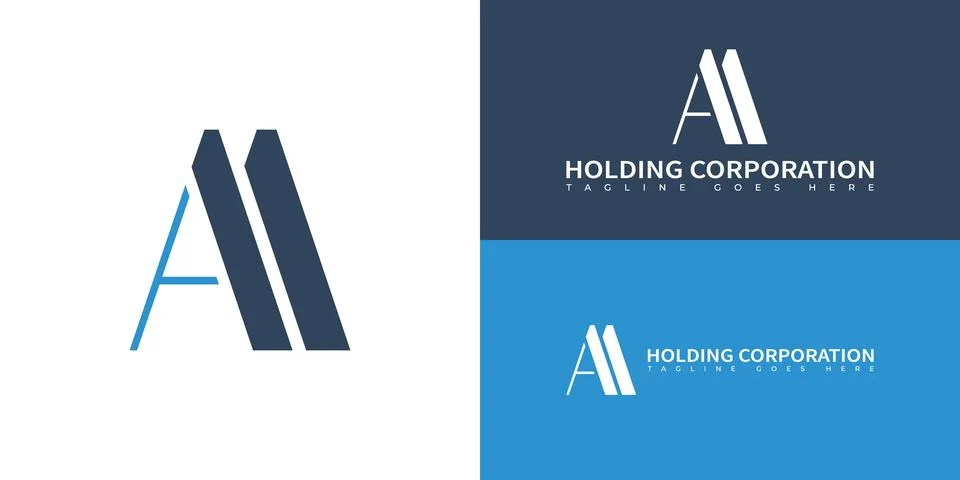 Abstract initial letter A or AA logo in blue color Stock Illustration