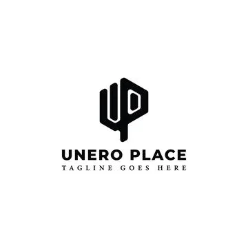 Abstract initial letter UP or PU logo in black color isolated in white Stock Illustration