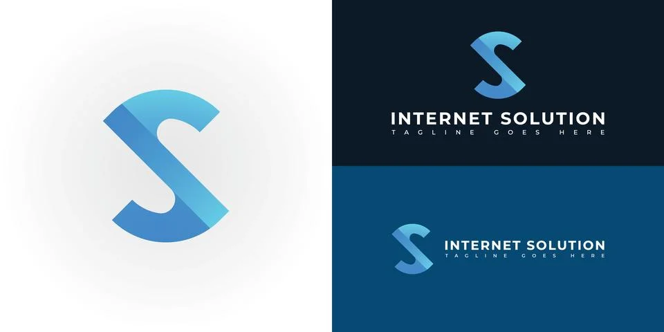 Abstract initial letter IS or SI logo in gradient blue color Stock Illustration