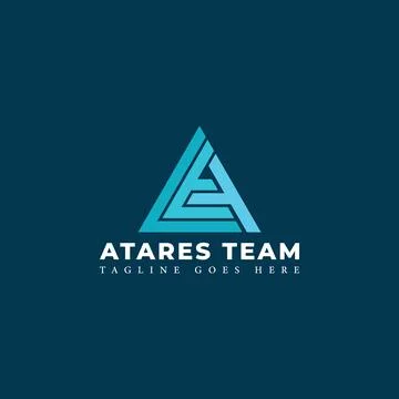 Abstract initial letter AT or TA logo in blue color isolated in navy background Stock Illustration