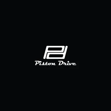 Abstract initial letter P and D in white color isolated in black background Illustrazione stock