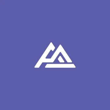 Abstract initial letter P and F logo in white color isolated in violet Stock Illustration