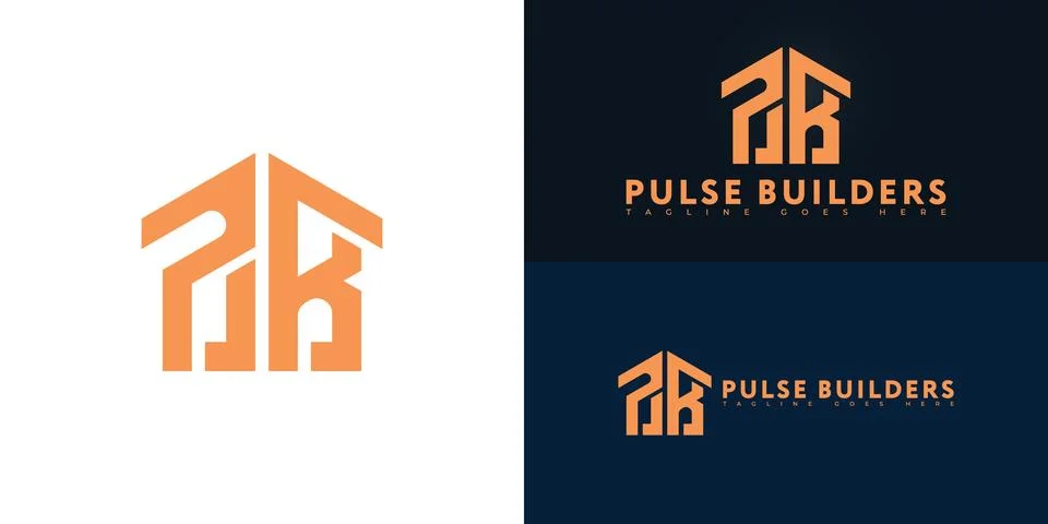 Abstract initial letter PB or BP in orange color Stock Illustration
