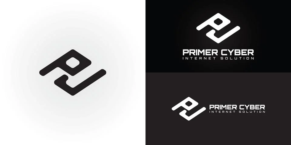 Abstract initial letter PC or CP logo in black color Illustrazione stock