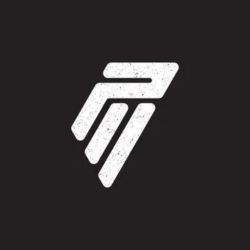 Abstract initial letter PM logo in white color isolated in black background Stock Illustration