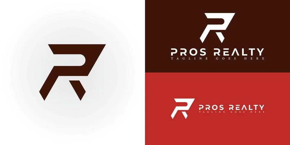 Abstract initial letter PR or RP logo in deep red color Stock Illustration