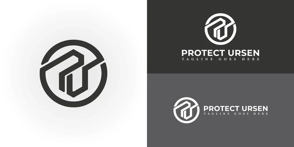 Abstract initial letter PU or UP logo in black color Stock Illustration