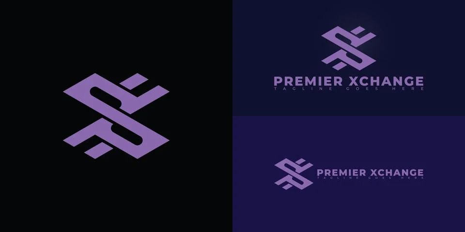 Abstract initial letter PX or XP in violet color Stock Illustration