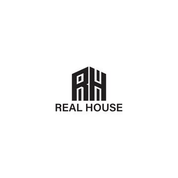 Abstract initial letter R and H in black color isolated in white background Stock Illustration