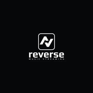 Abstract initial letter R and V logo in white color isolated in black background Stock Illustration