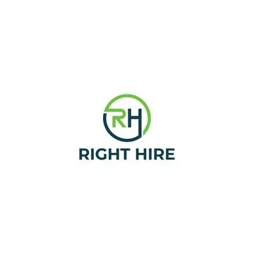 Abstract initial letter R and H logo in blue and green color isolated in white Stock Illustration