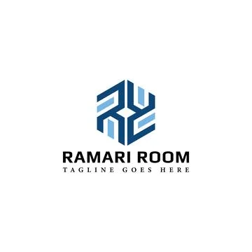 Abstract initial letter R or RR logo in blue color isolated in white Stock Illustration