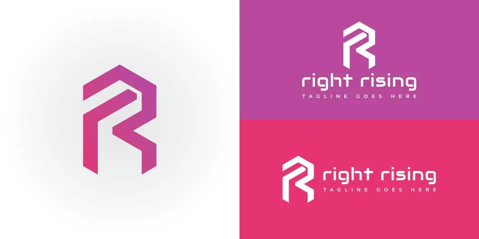 Abstract the initial letter R or RR in gradient pink color Stock Illustration