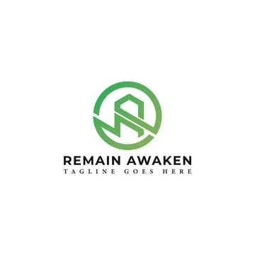 Abstract initial letter RA or AR logo in green color isolated in white Stock Illustration