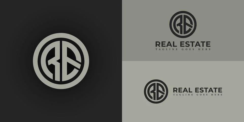 Abstract initial letter RE or ER logo in white color Stock Illustration