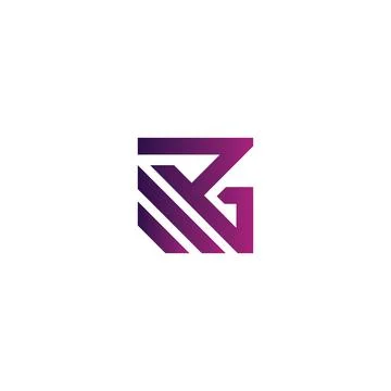 Abstract initial letter RG logo in blue and magenta color isolated in white Stock Illustration