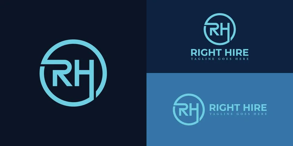 Abstract initial letter RH or HR logo in soft blue color Stock Illustration