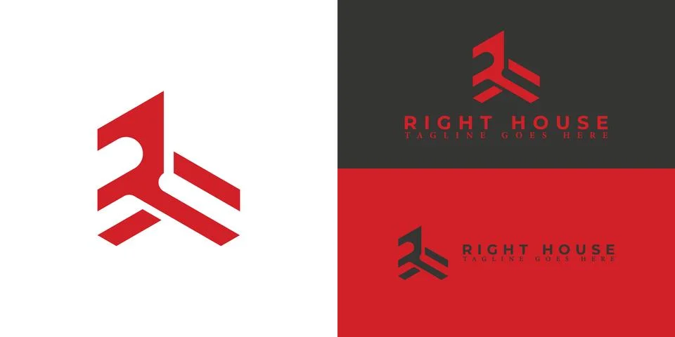 Abstract Initial Letter RH or HR Logo with Home Symbol Icon vector in red color Stock Illustration