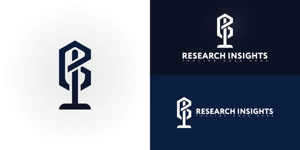 Abstract initial letter RI or IR in blue-black color Stock Illustration