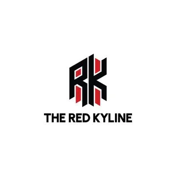 Abstract initial letter RK or KR logo in black-red color isolated in white Stock Illustration
