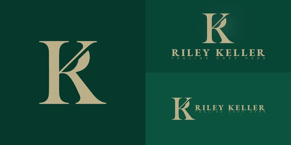 Abstract initial letter RK or KR in gold color Stock Illustration