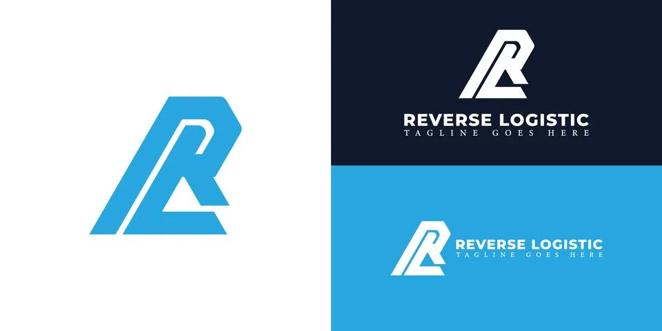 Abstract initial letter RL or LR logo in blue color isolated in white and blue Stock Illustration
