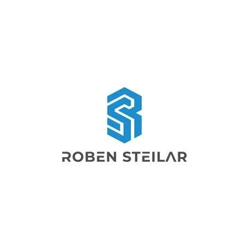 Abstract initial letter RS or SR logo in blue color isolated in white background Stock Illustration