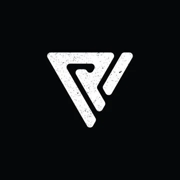 Abstract initial letter RV logo in white color isolated in black background Stock Illustration