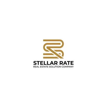 Abstract initial letter S and R logo in gold color isolated in white background Stock Illustration