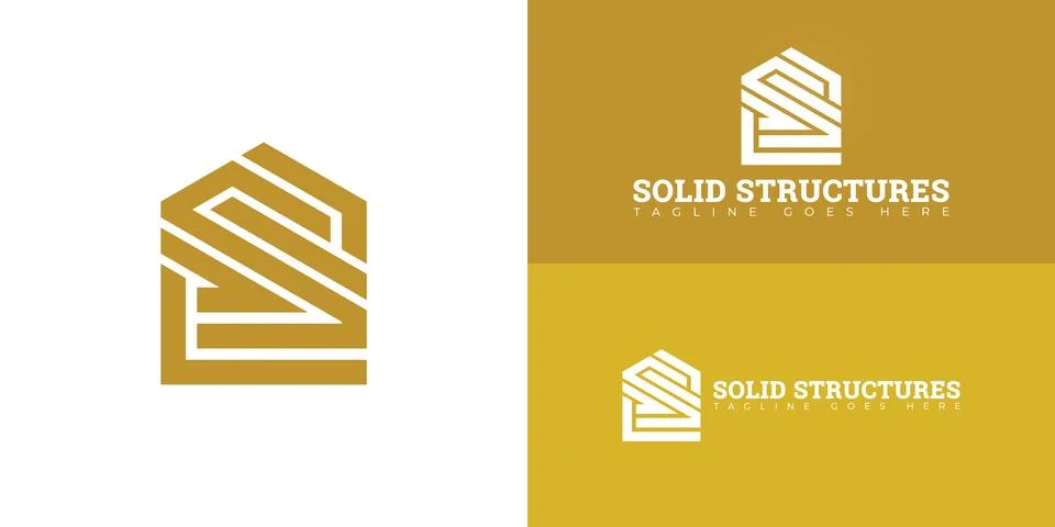 Abstract initial letter S or SS logo in yellow-gold color Stock Illustration