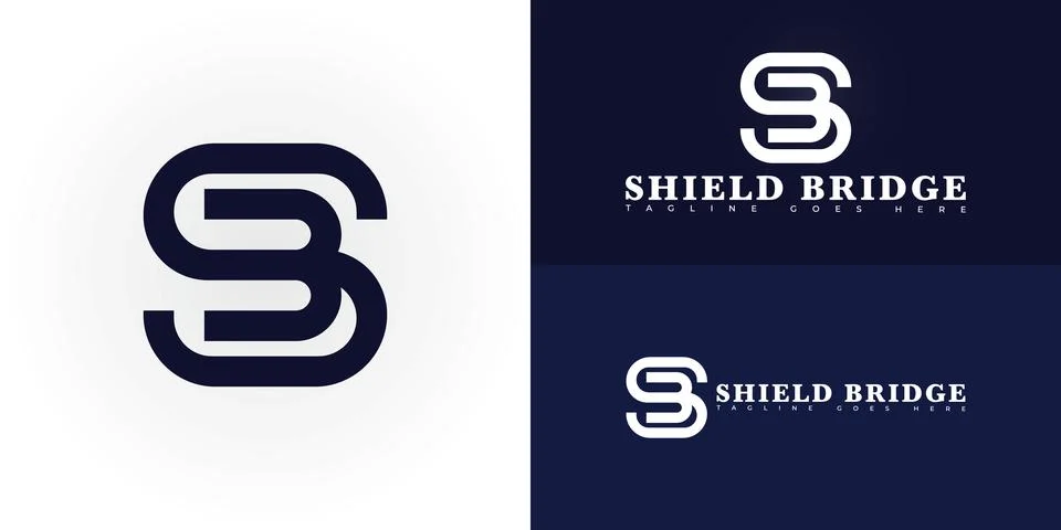 Abstract initial letter SB or BS in blue color Stock Illustration
