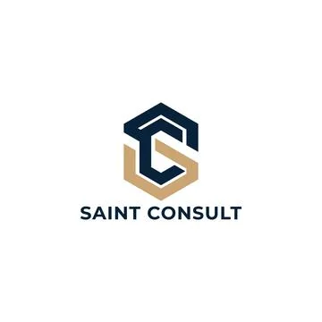 Abstract initial letter SC or CS logo in navy-gold color isolated in white Illustrazione stock