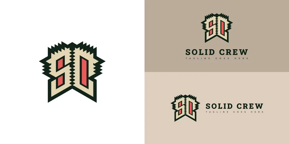Abstract initial letter SC or CS logo in green, white skeleton color Stock Illustration