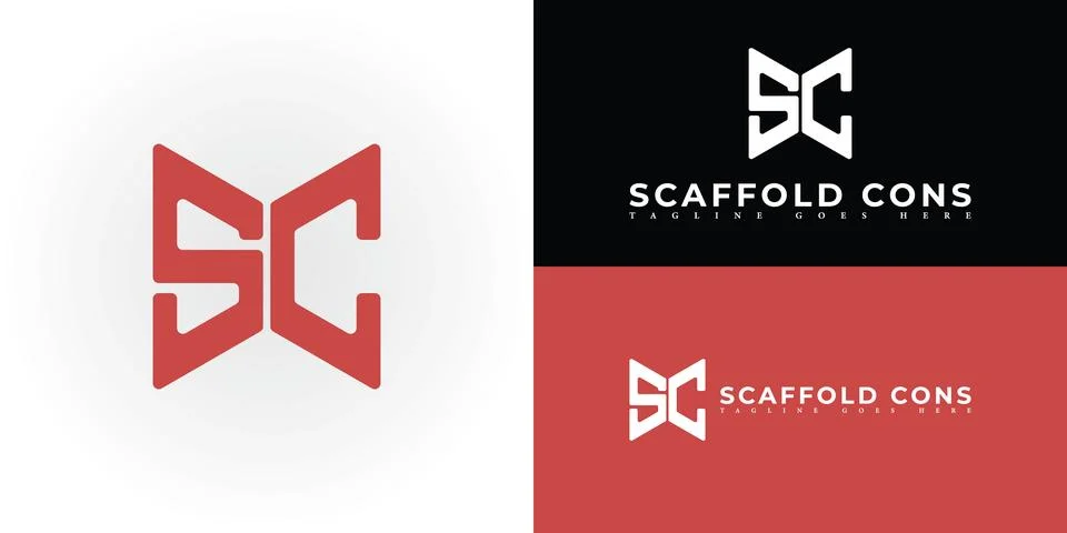 Abstract initial letter SC or CS logo in red color Stock Illustration