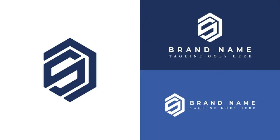 Abstract Initial Letter SD or DS Logo in blue color Stock Illustration