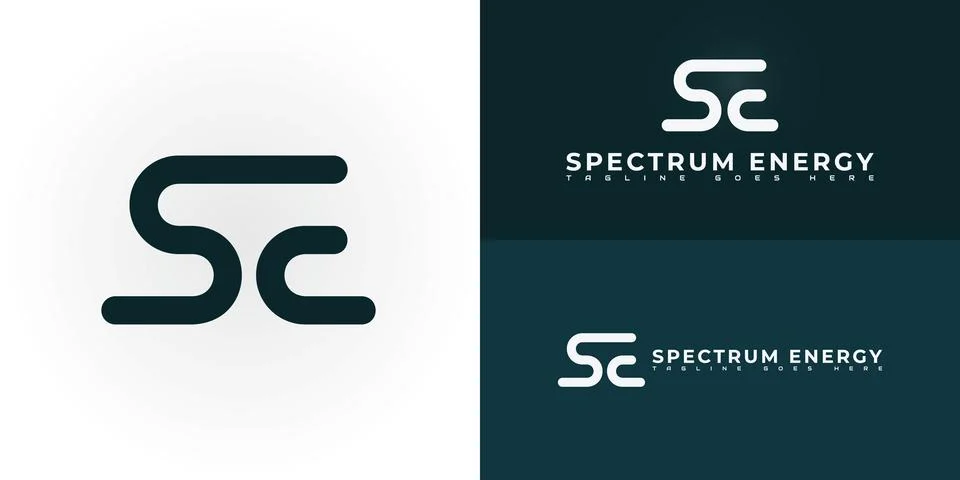 Abstract initial letter SE or ES logo in green color Stock Illustration