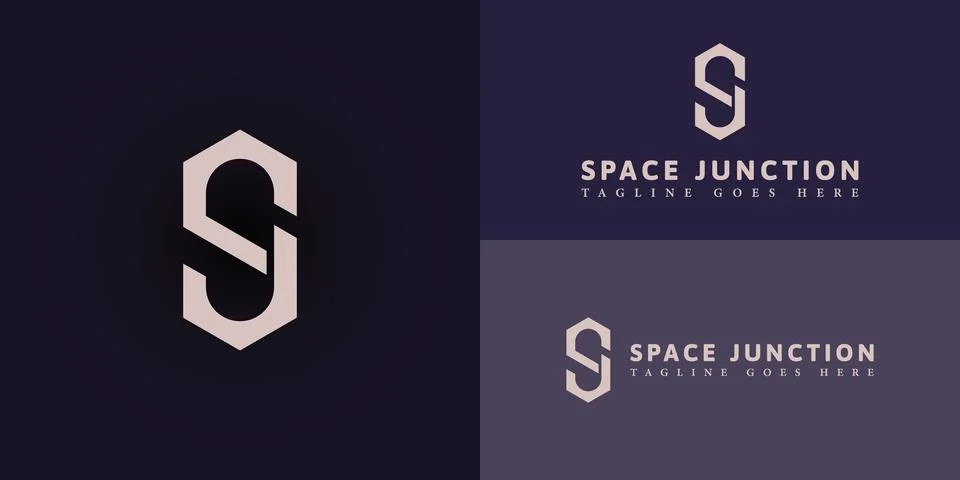 Abstract initial letter SJ or JS logo in soft gold color Stock Illustration