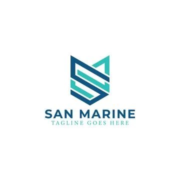 Abstract initial letter SM or MS logo in blue color isolated in white background Illustrazione stock