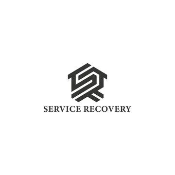 Abstract initial letter SR or RS logo in black color isolated in white. Stock Illustration