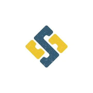 Abstract initial letter SS logo in grey and yellow color isolated in white Stock Illustration