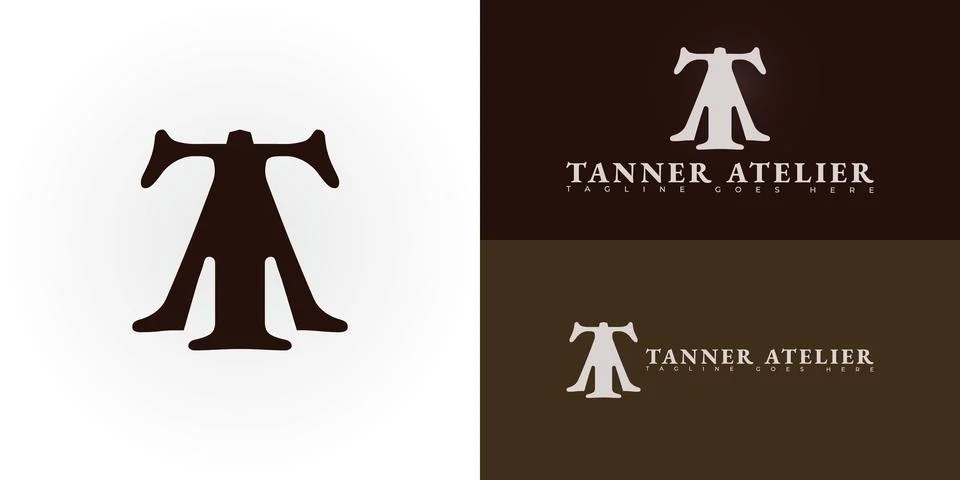 Abstract initial letter TA or AT in brown color Stock Illustration
