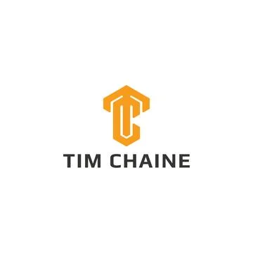 Abstract initial letter TC or CT logo in orange color isolated in white Stock Illustration