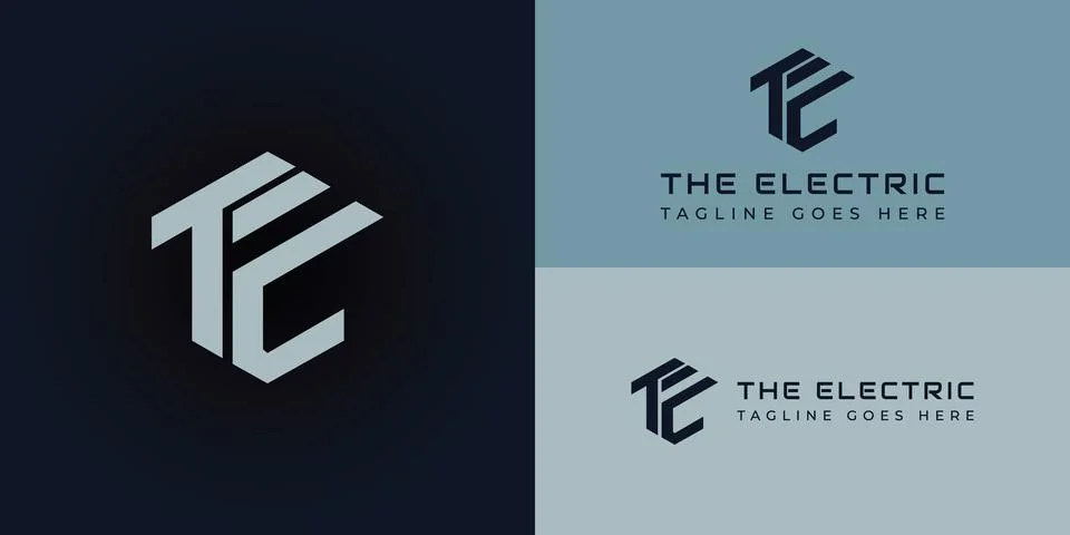 Abstract initial letter TE or ET logo in soft blue color isolated in deep blue Stock Illustration