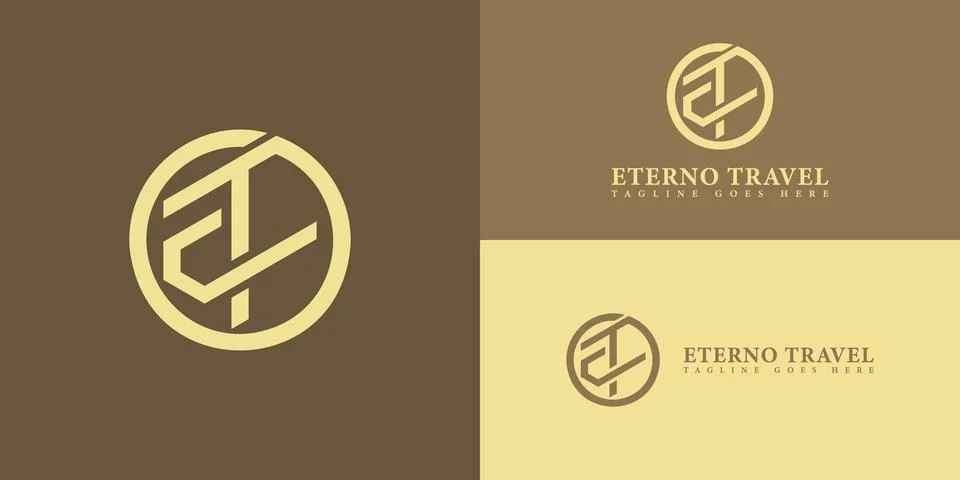 Abstract initial letter TE or ET in solid gold color Stock Illustration